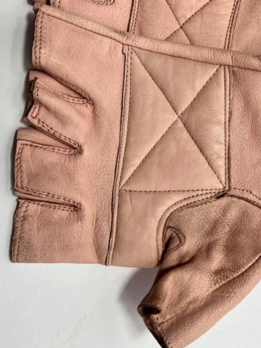 Ladies Pink Leather Fingerless Biker Gloves Motorcycle Riding Large